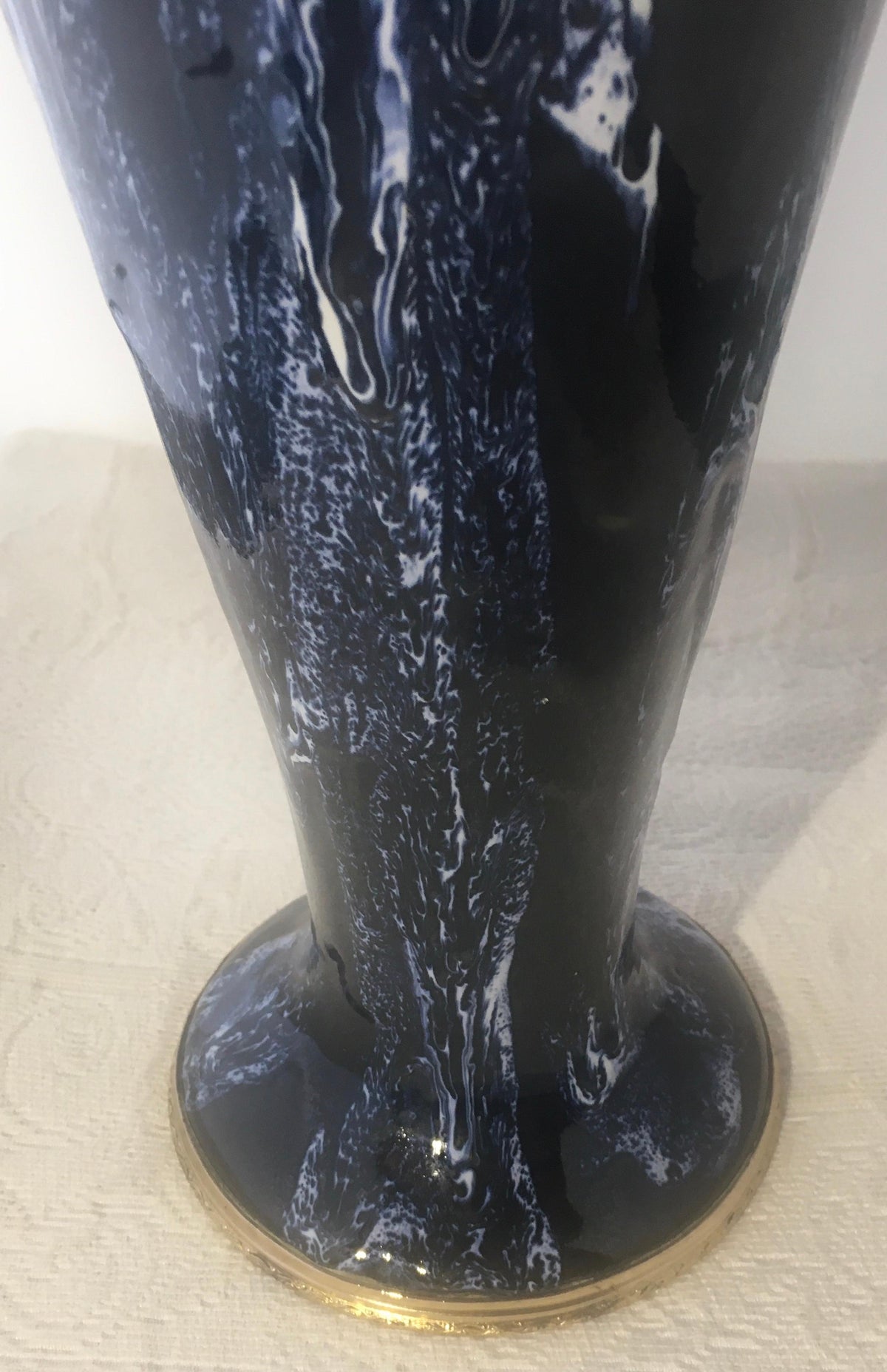Charles Catteau for Boch La Louvière Art Deco Enamel Ceramic Flower Vase, Signed — detail 7