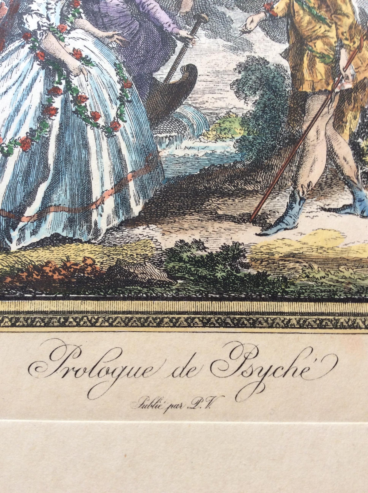 Late 18th Century Neoclassical French Fashion Engraving Print, François Boucher — detail 3