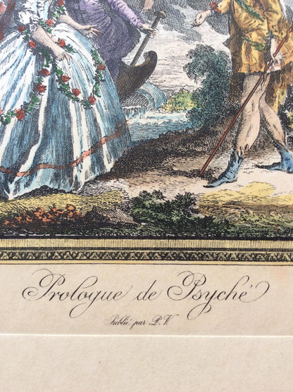 Late 18th Century Neoclassical French Fashion Engraving Print, François Boucher — detail 3