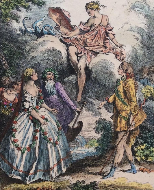 Late 18th Century Neoclassical French Fashion Engraving Print, François Boucher — detail 2