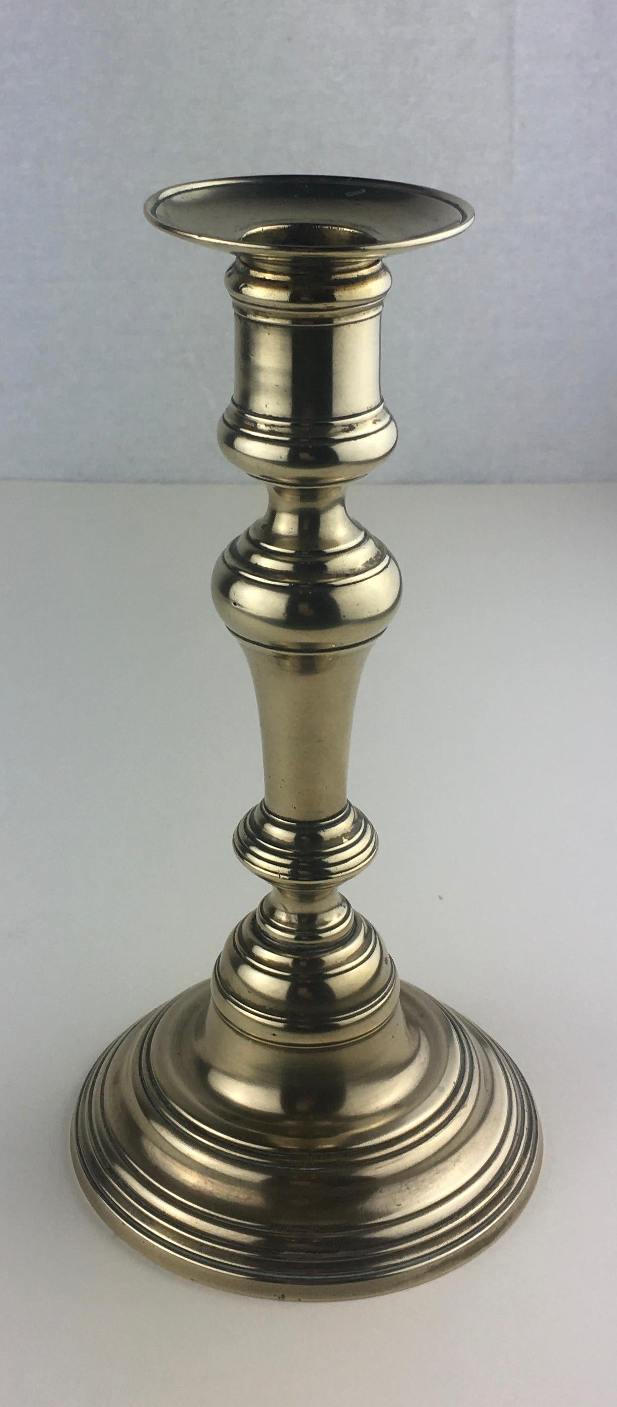 Pair of French Solid Brass Candlesticks — detail 3