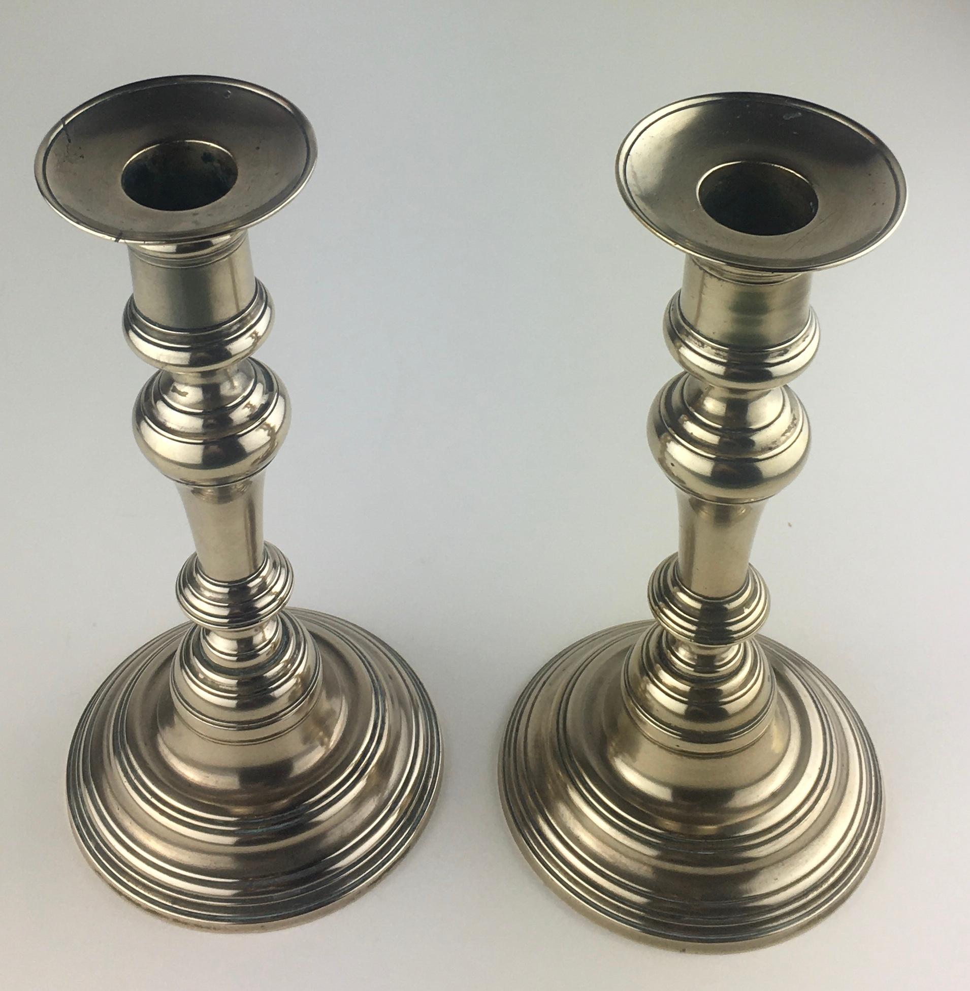 Pair of French Solid Brass Candlesticks — detail 8