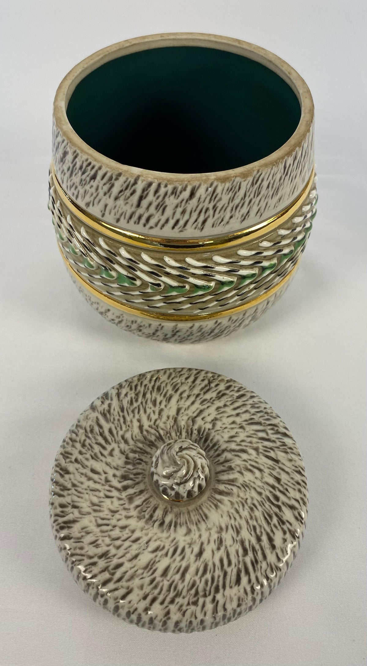 French Ceramic Jewelry Box Signed Lucien Brisdoux — detail 2