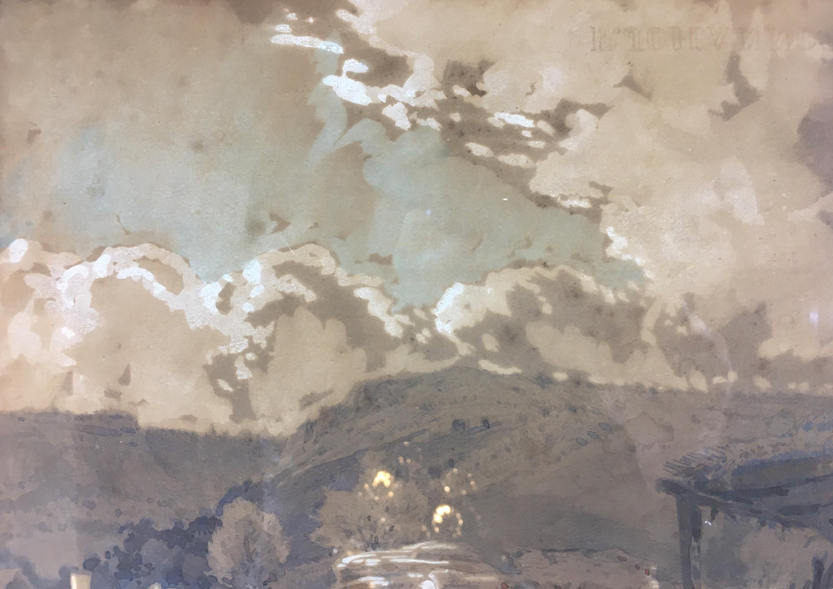 French Post Impressionist Watercolor Painting of Brittany Landscape — detail 5