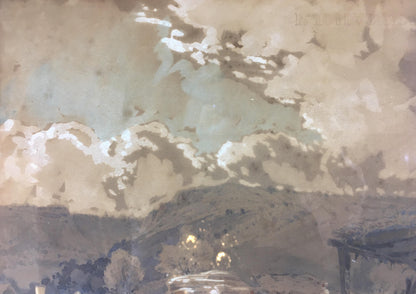 French Post Impressionist Watercolor Painting of Brittany Landscape — detail 5