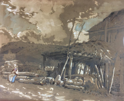 French Post Impressionist Watercolor Painting of Brittany Landscape — detail 6