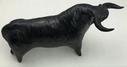 French Mid-Century Carved Earthenware Bull Sculpture Signed Tali, 1970s — detail 9