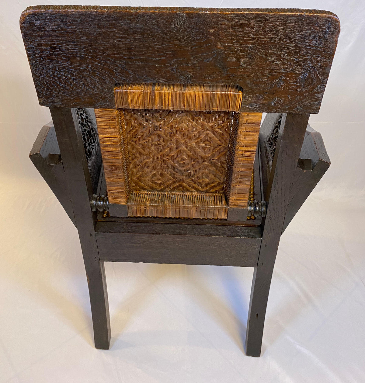 19th Century Anglo-Indian Hand-Carved Burmese Armchair with Officer Provenance — detail 4