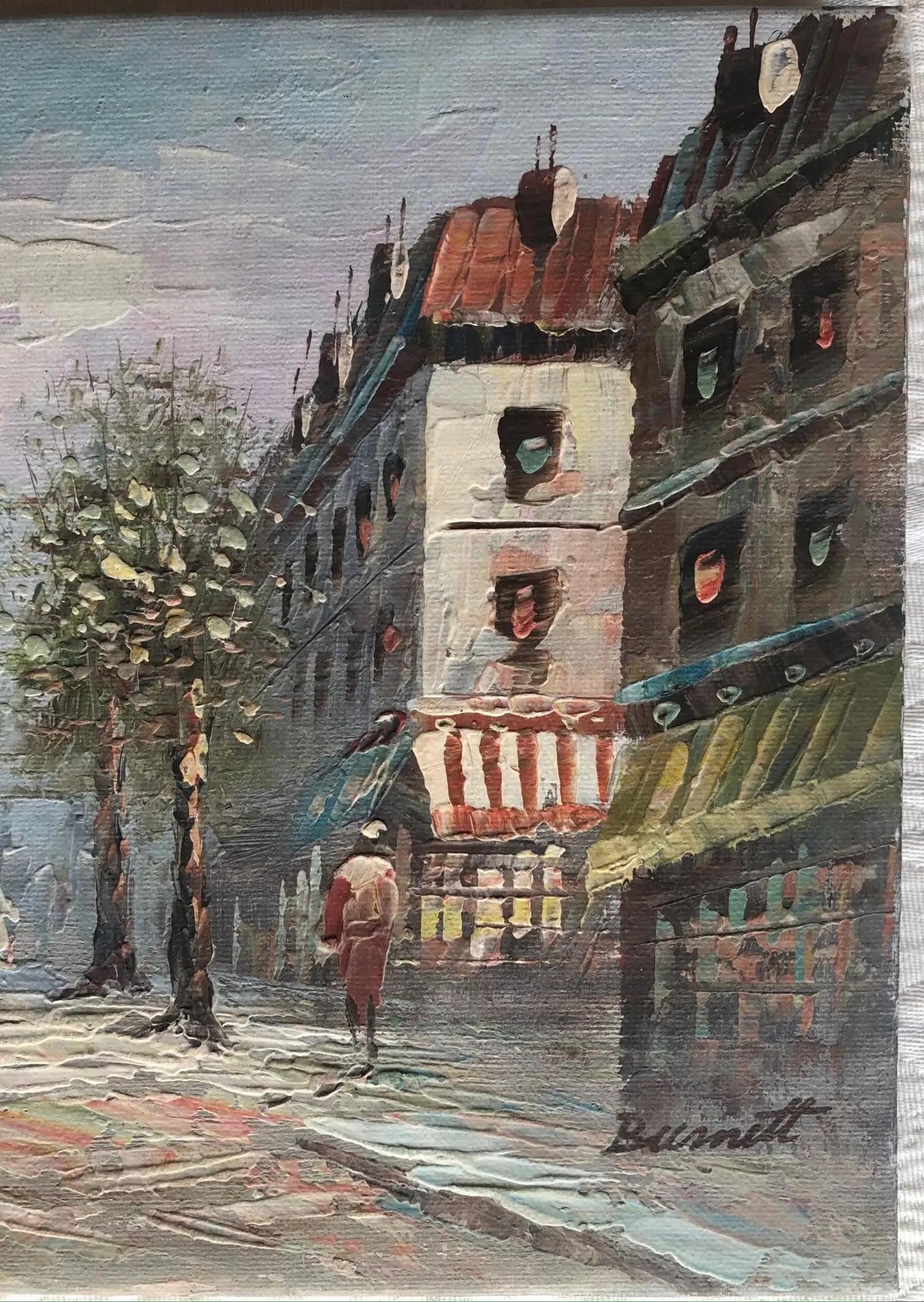 Oil Painting Paris France Cityscape attrib. to Caroline Burnett, Signed — detail 8