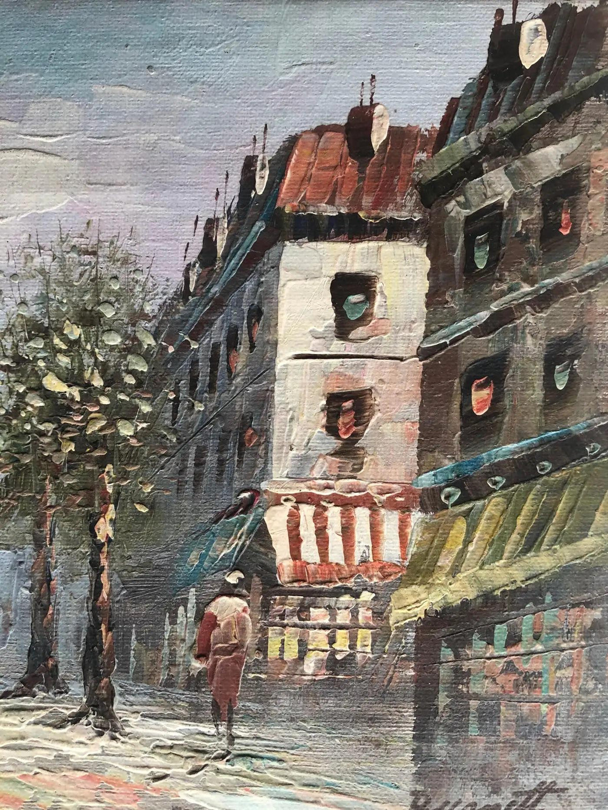 Oil Painting Paris France Cityscape attrib. to Caroline Burnett, Signed — detail 2