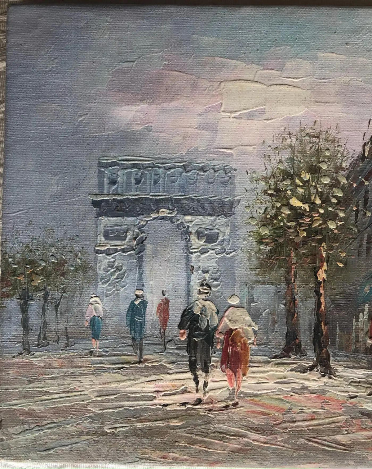 Oil Painting Paris France Cityscape attrib. to Caroline Burnett, Signed — detail 6