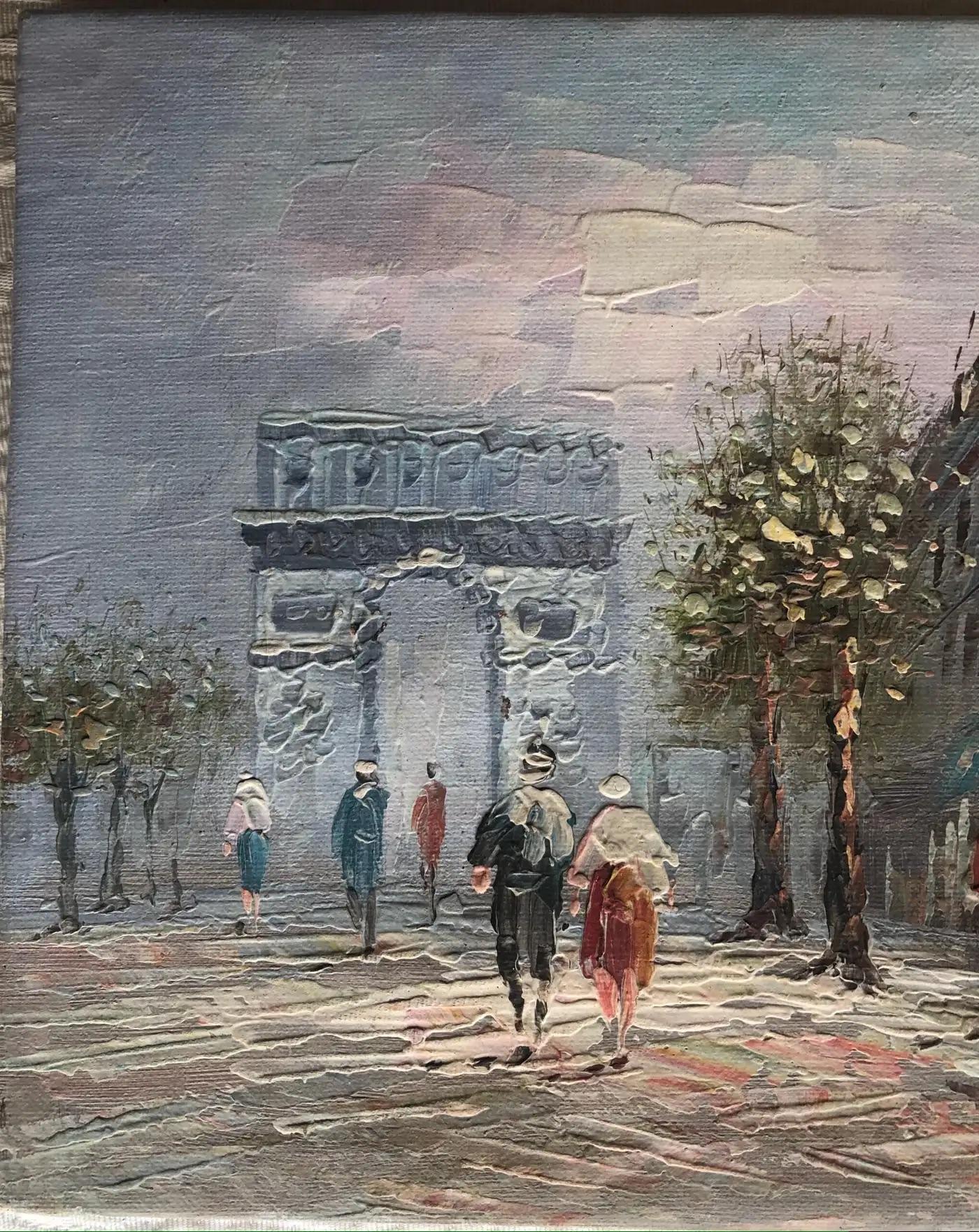 Oil Painting Paris France Cityscape attrib. to Caroline Burnett, Signed — detail 6