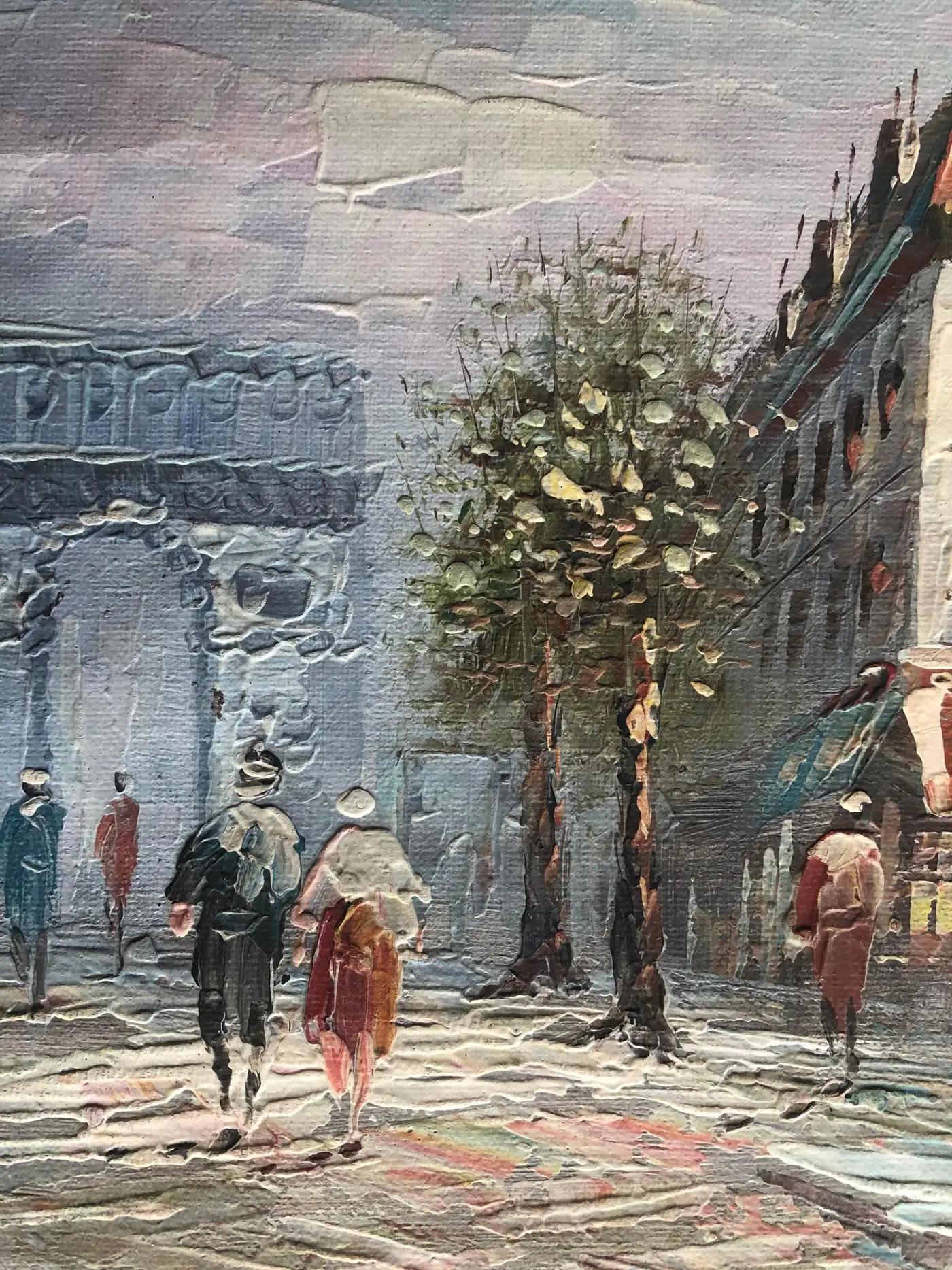 Oil Painting Paris France Cityscape attrib. to Caroline Burnett, Signed — detail 5