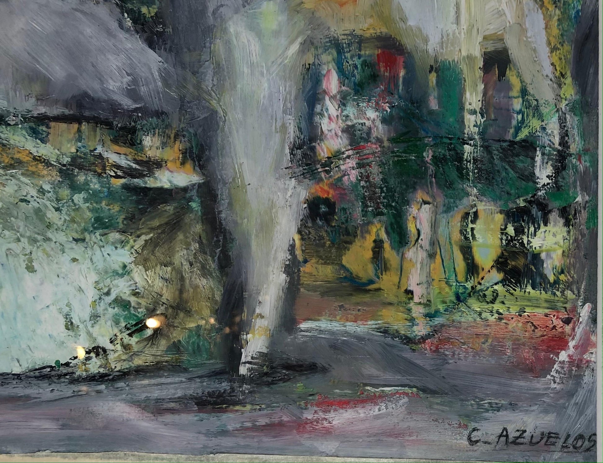 Original Abstract Painting by C. Azuelos in the Manner of Barbara Kreitman — detail 2