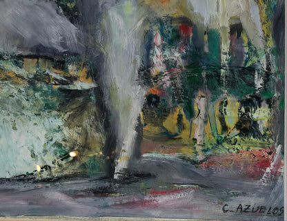 Original Abstract Painting by C. Azuelos in the Manner of Barbara Kreitman — detail 2