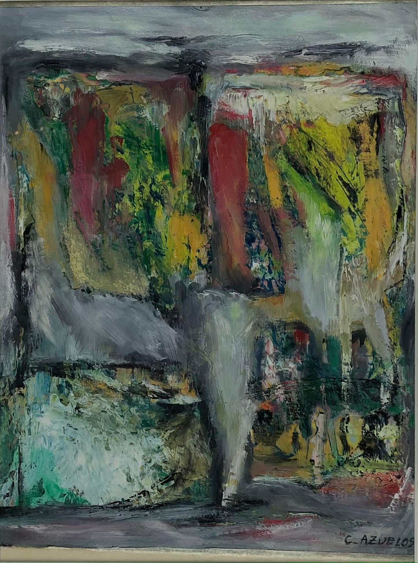Original Abstract Painting by C. Azuelos in the Manner of Barbara Kreitman — detail 5