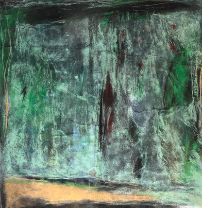 Original Abstract Painting "Cascades or Waterfalls" by C. Azuelos on Rice Paper — detail 3