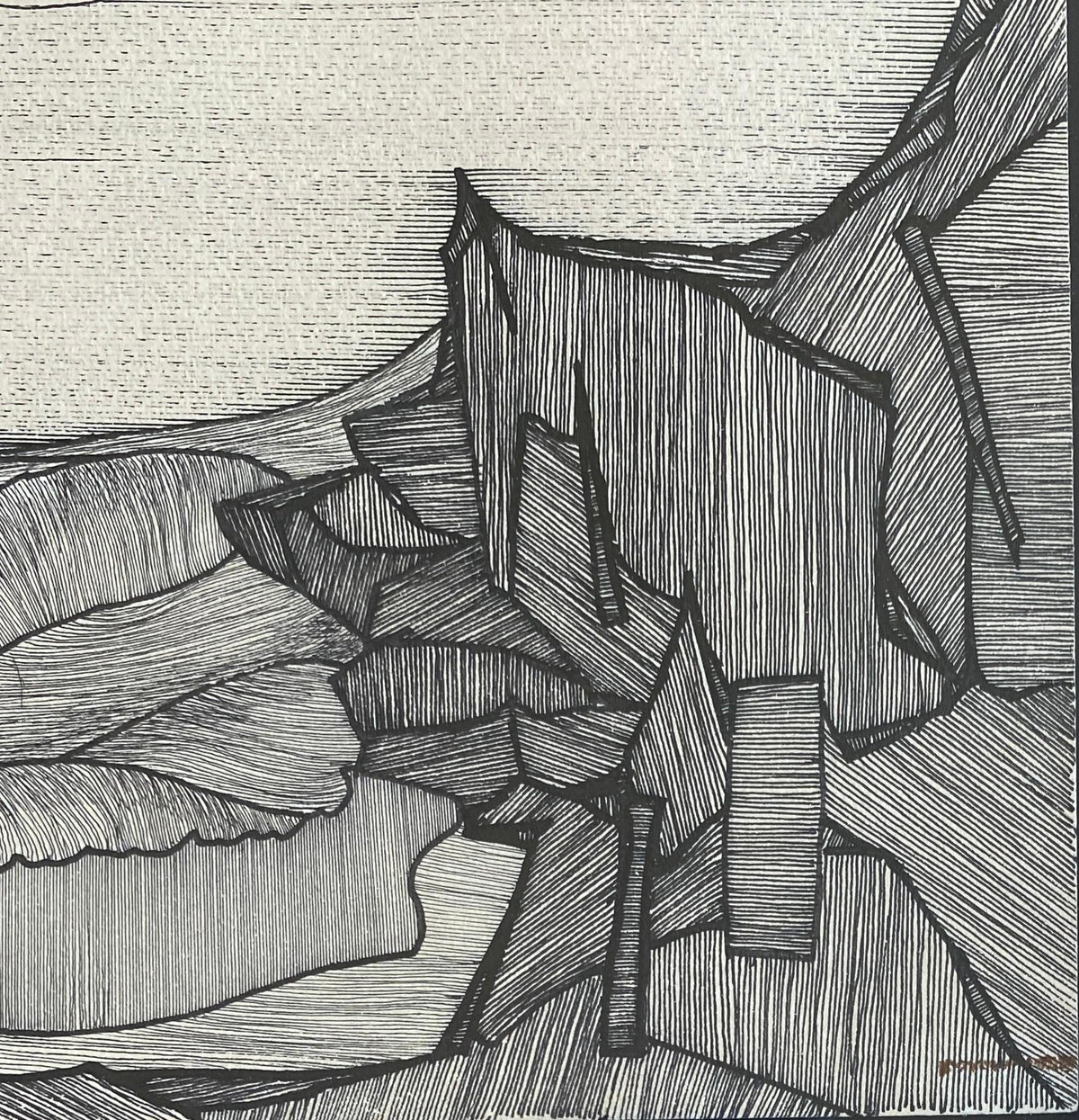 Original Black and White Drawing signed Callet — detail 6
