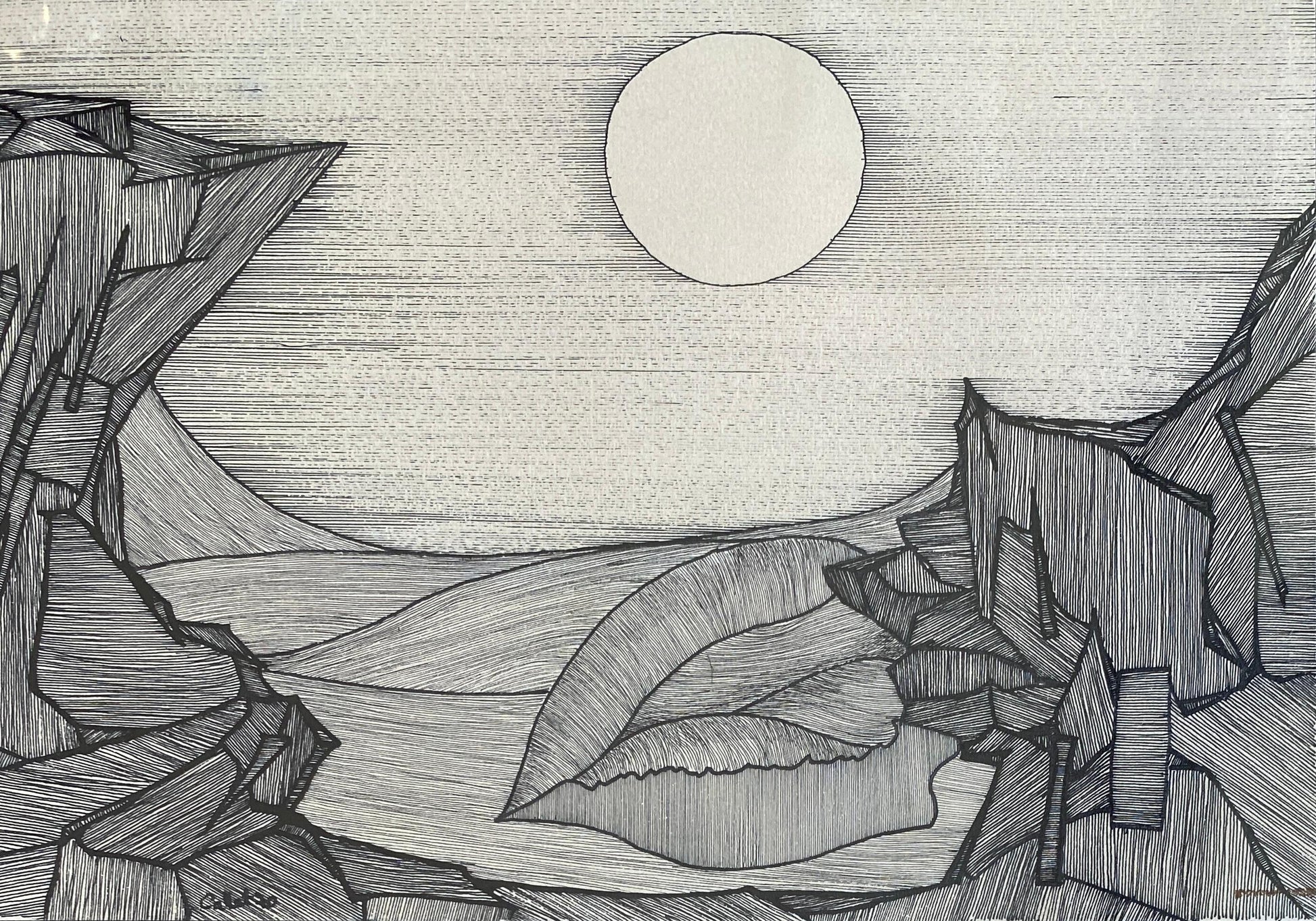 Original Black and White Drawing signed Callet — detail 5