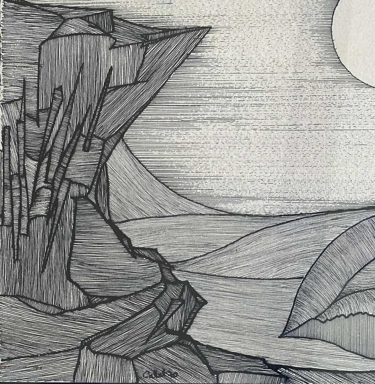 Original Black and White Drawing signed Callet — detail 4