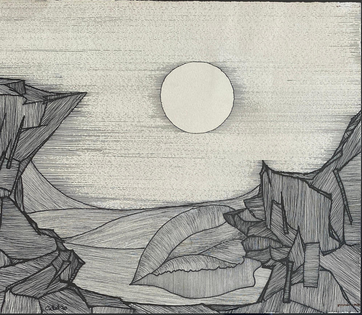 Original Black and White Drawing signed Callet — detail 3