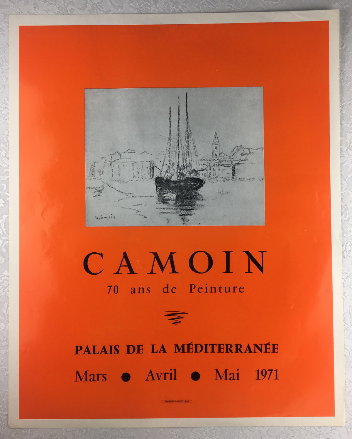 1970s Original Charles Camoin Seascape Art Exhibiton Poster — detail 2