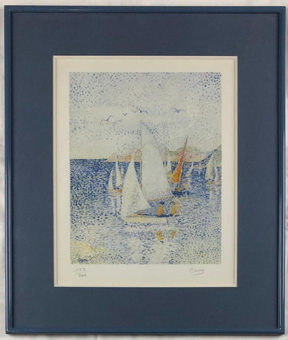 Yvonne Canu Original Seascape Lithograph French Pointillism Art — detail 6