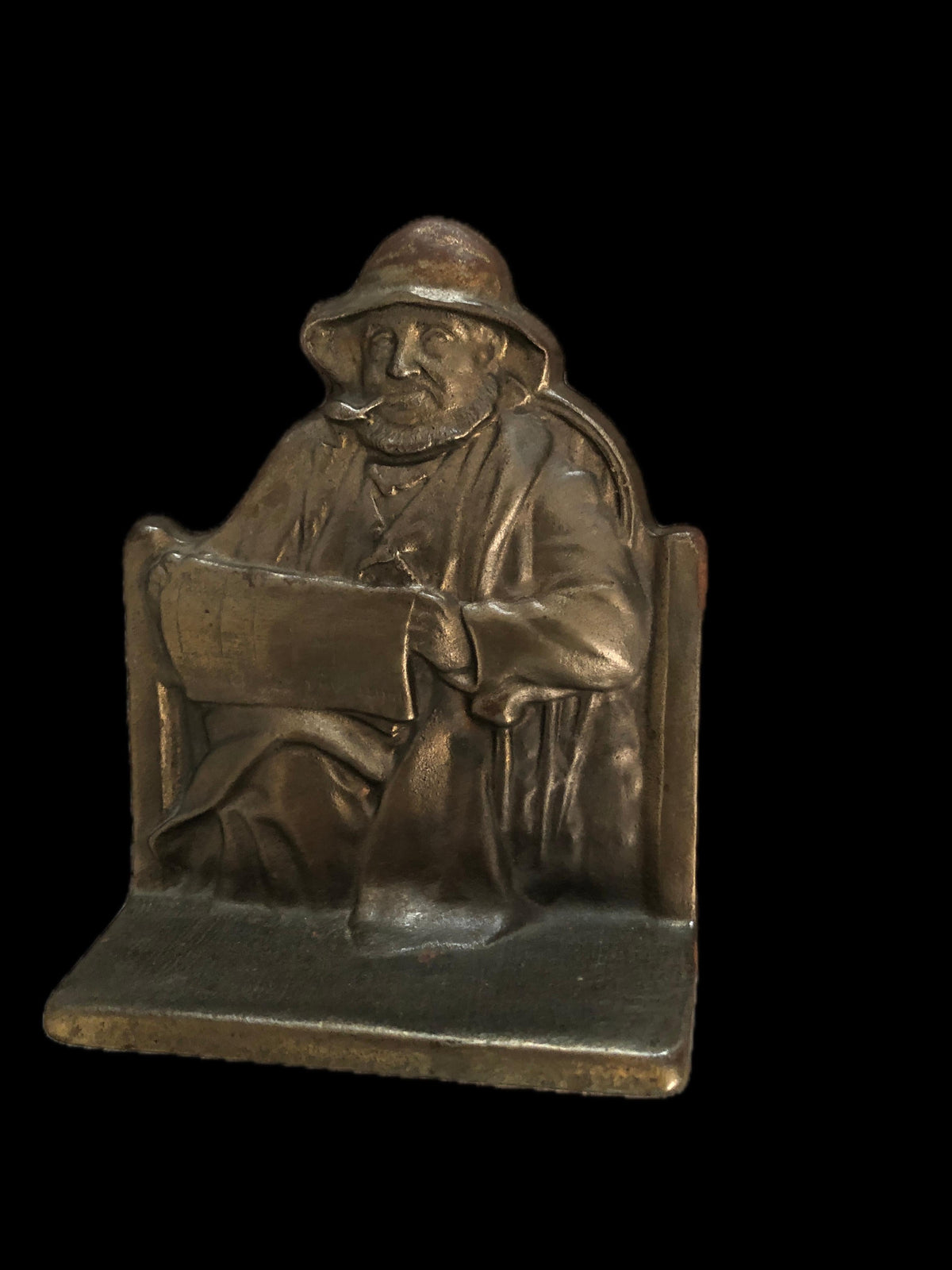 Pair of American Cast Iron "Cape Cod Fisherman" Nautical Bookends, Figural Sculpture, 1928 — detail 3