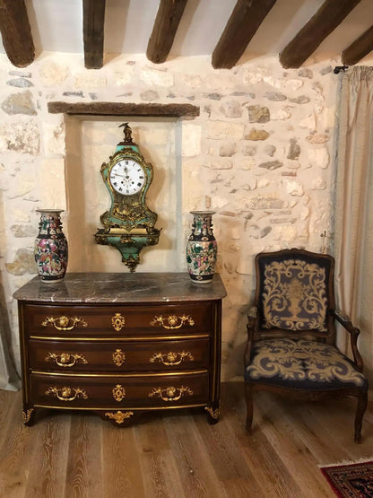 Large 18th Century French Louis XV Period Cartel Wall Clock Signed A. Gosselin — detail 2