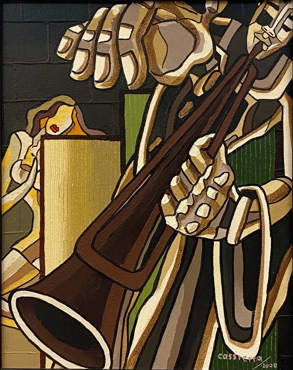 Franklin Cassierra Oil on Canvas Painting Jazz Musician — detail 2