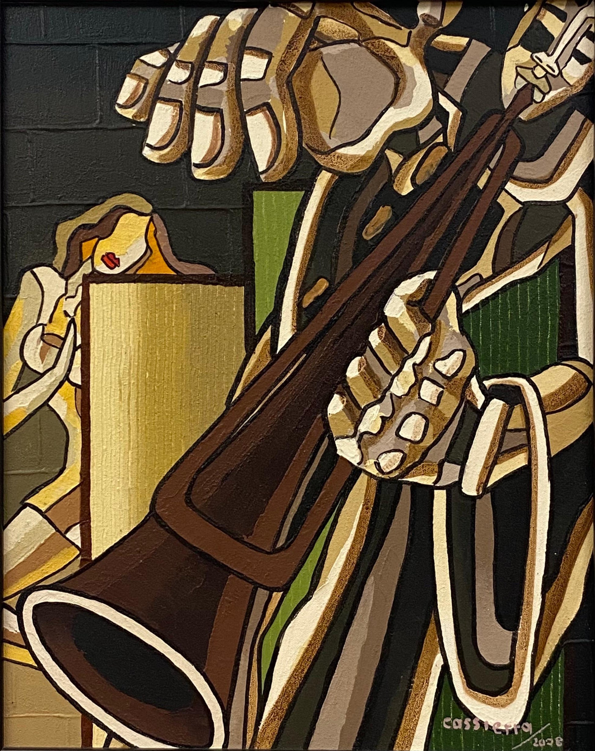Franklin Cassierra Oil on Canvas Painting Jazz Musician — detail 2