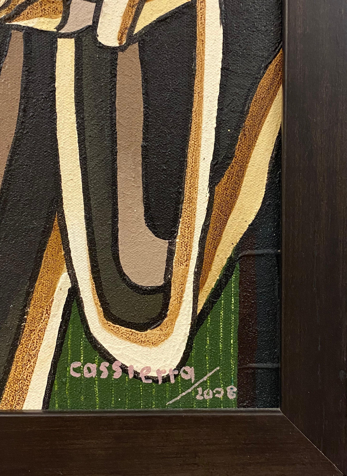 Franklin Cassierra Oil on Canvas Painting Jazz Musician — detail 7