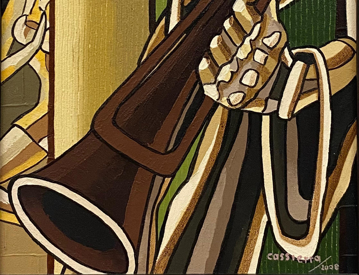 Franklin Cassierra Oil on Canvas Painting Jazz Musician — detail 9