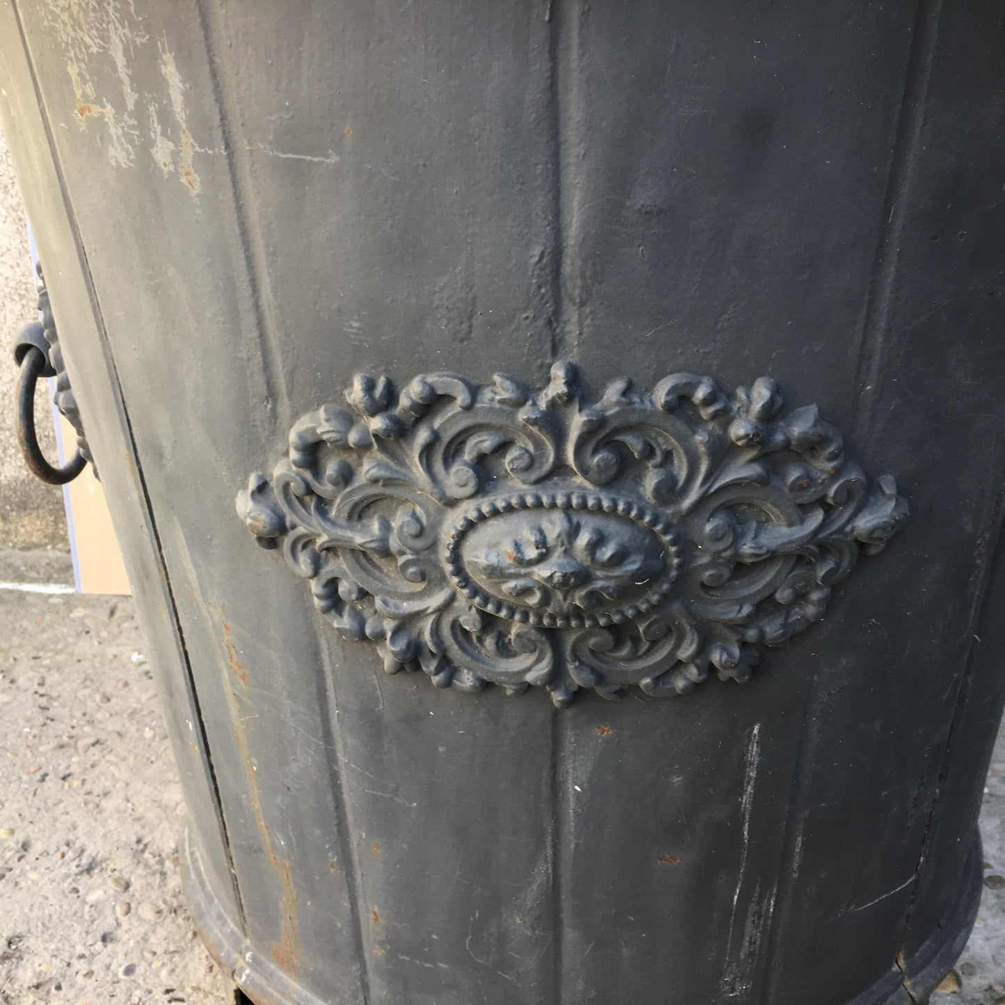 19th Century French Cast Iron Garden Planter or Urn from Beverly Hills Estate — detail 2