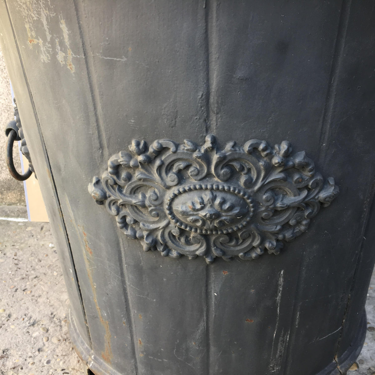 19th Century French Cast Iron Garden Planter or Urn from Beverly Hills Estate — detail 2