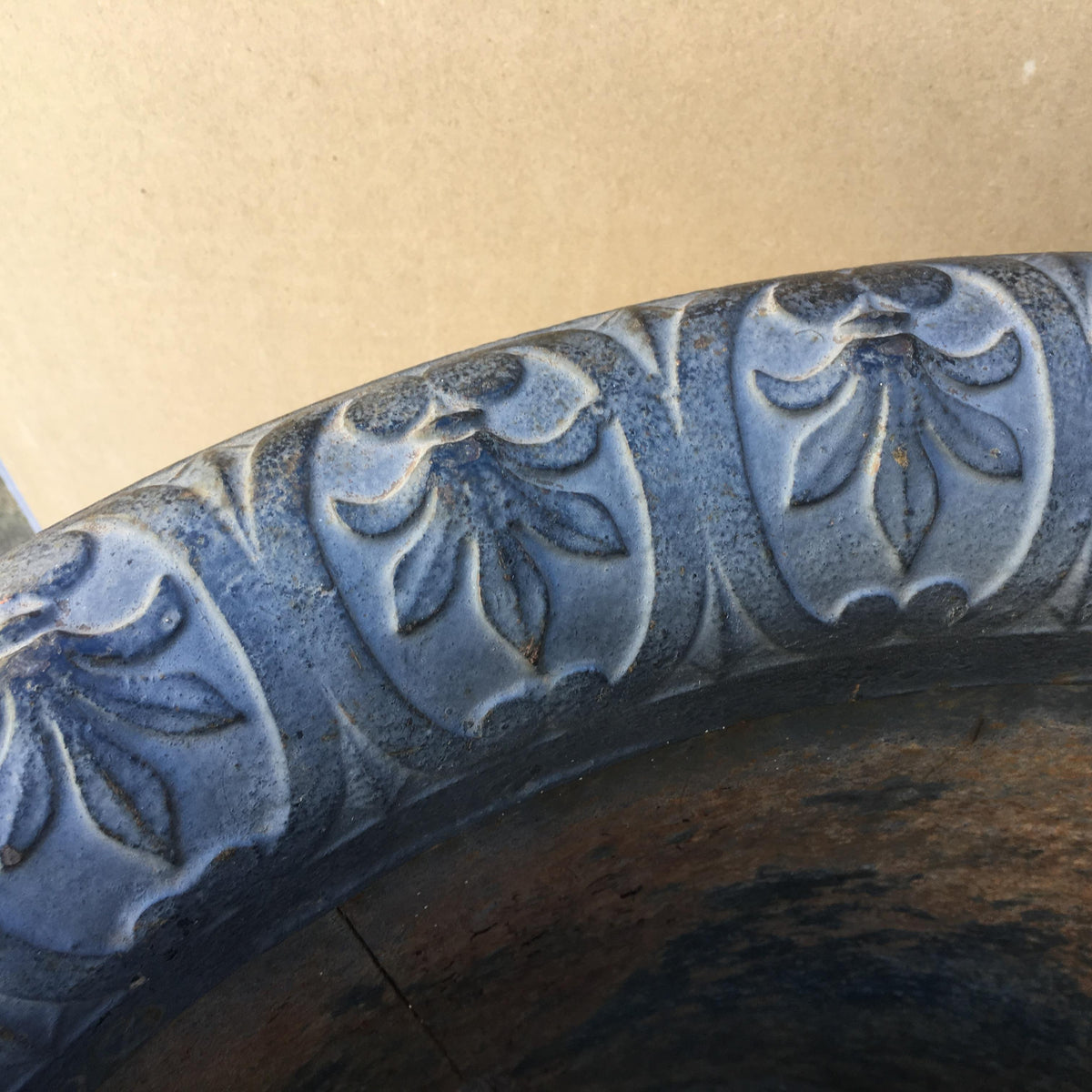 19th Century French Cast Iron Garden Planter or Urn from Beverly Hills Estate — detail 4
