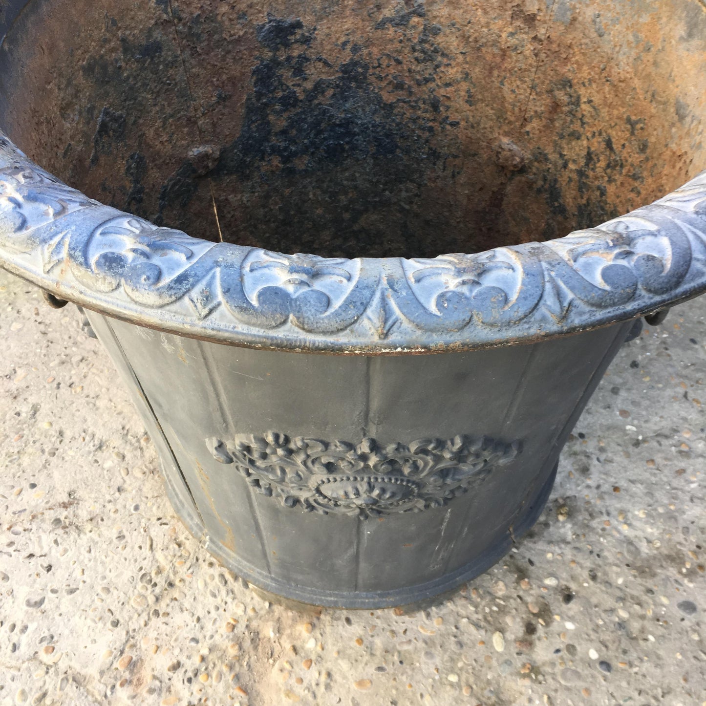 19th Century French Cast Iron Garden Planter or Urn from Beverly Hills Estate — detail 7