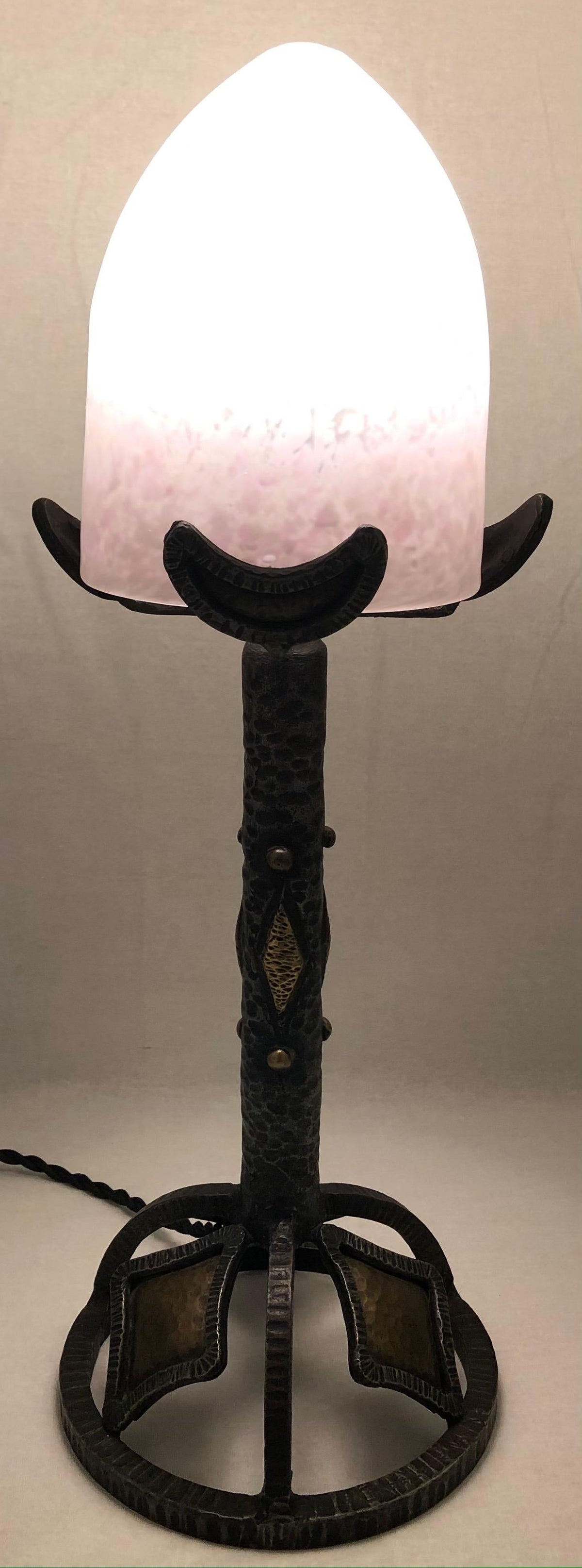 Leon Chapelle French Art Deco Table Lamp, Manner Charles Schneider & Voutier — detail 8
