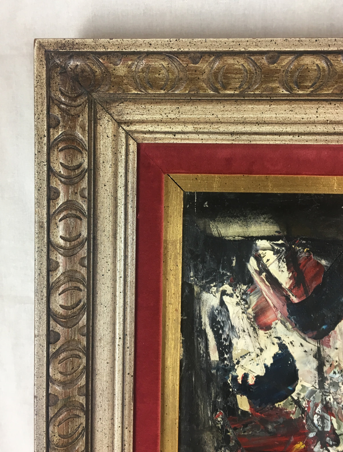 Charles Levier Bouquet of Flowers Oil Painting in the Manner of Bernard Buffet — detail 2