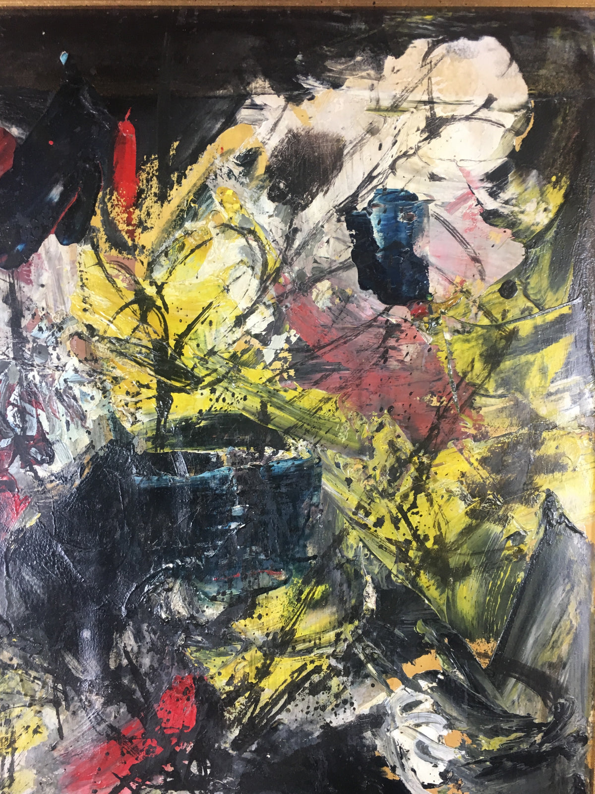 Charles Levier Bouquet of Flowers Oil Painting in the Manner of Bernard Buffet — detail 6