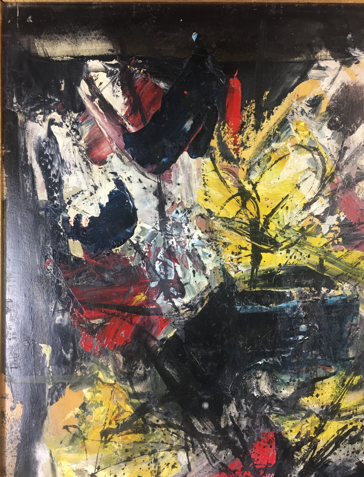 Charles Levier Bouquet of Flowers Oil Painting in the Manner of Bernard Buffet — detail 8
