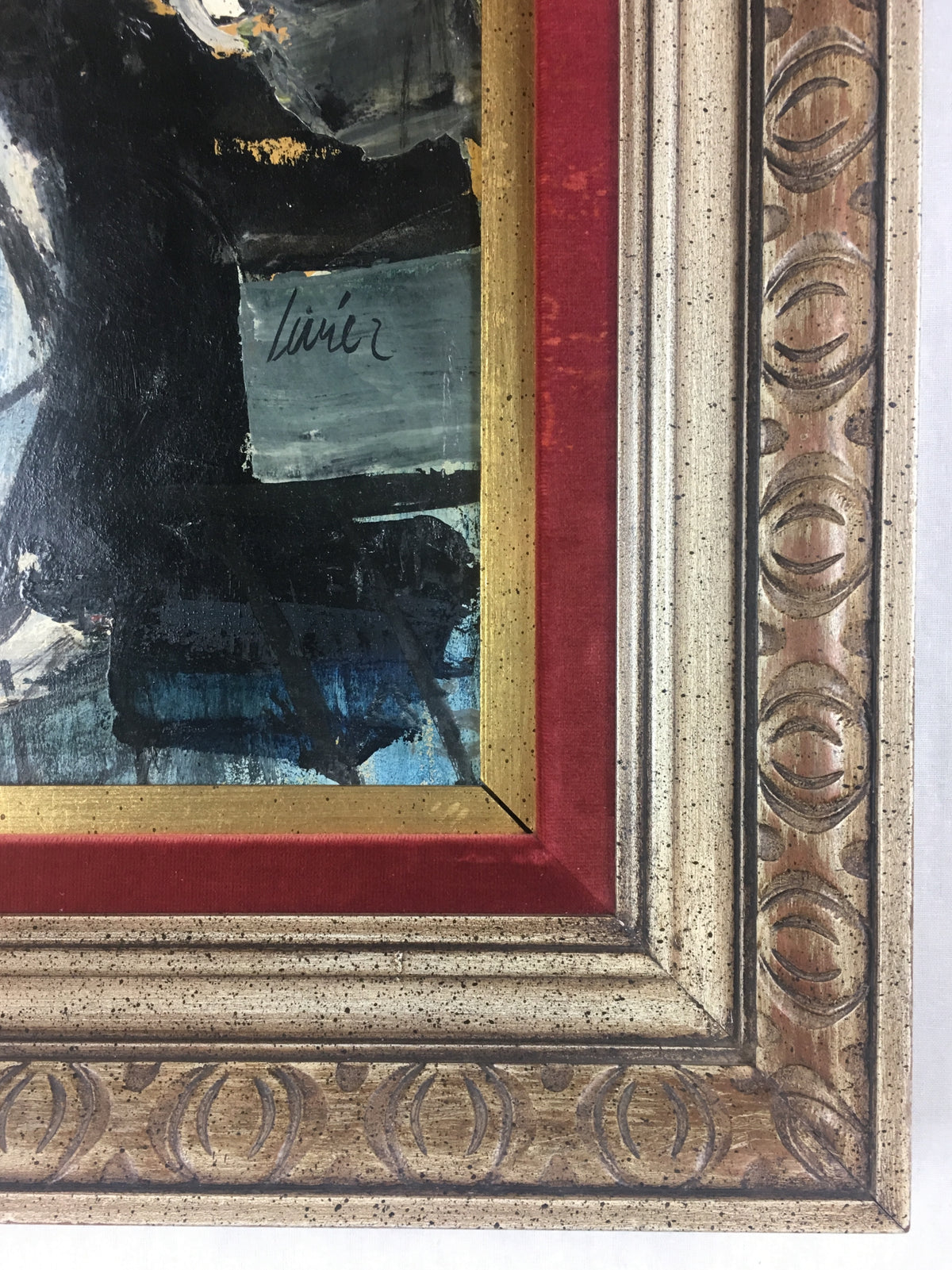 Charles Levier Bouquet of Flowers Oil Painting in the Manner of Bernard Buffet — detail 7