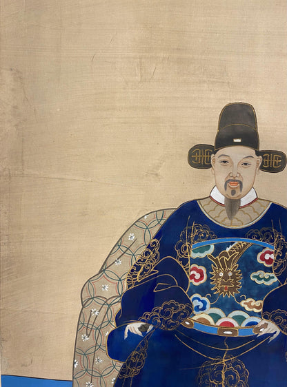 Antique Chinese Imperial Emperor Ancestral Painting on Silk — detail 6