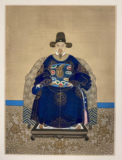 Antique Chinese Imperial Emperor Ancestral Painting on Silk — detail 9