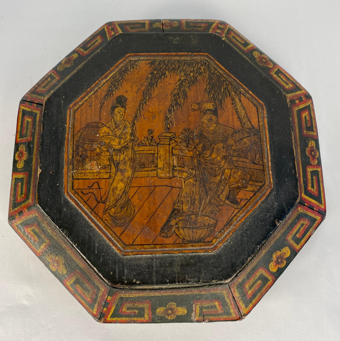 Antique Chinese Lunch Box with Carved Handle — detail 2