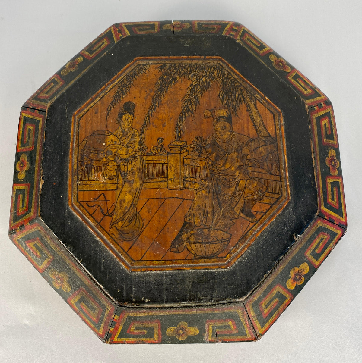Antique Chinese Lunch Box with Carved Handle — detail 2