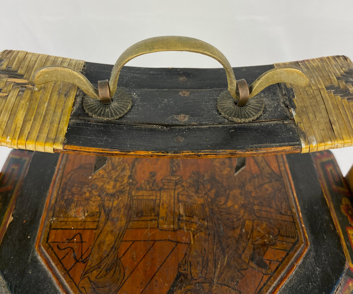 Antique Chinese Lunch Box with Carved Handle — detail 9