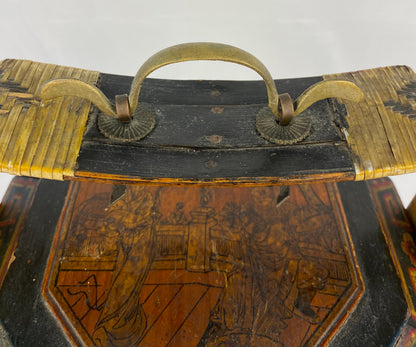 Antique Chinese Lunch Box with Carved Handle — detail 9