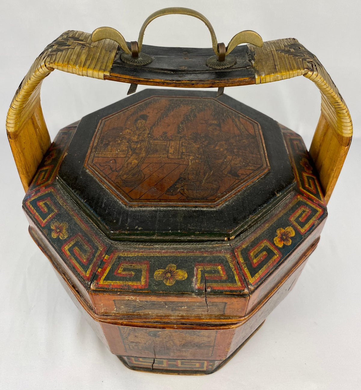 Antique Chinese Lunch Box with Carved Handle — detail 10
