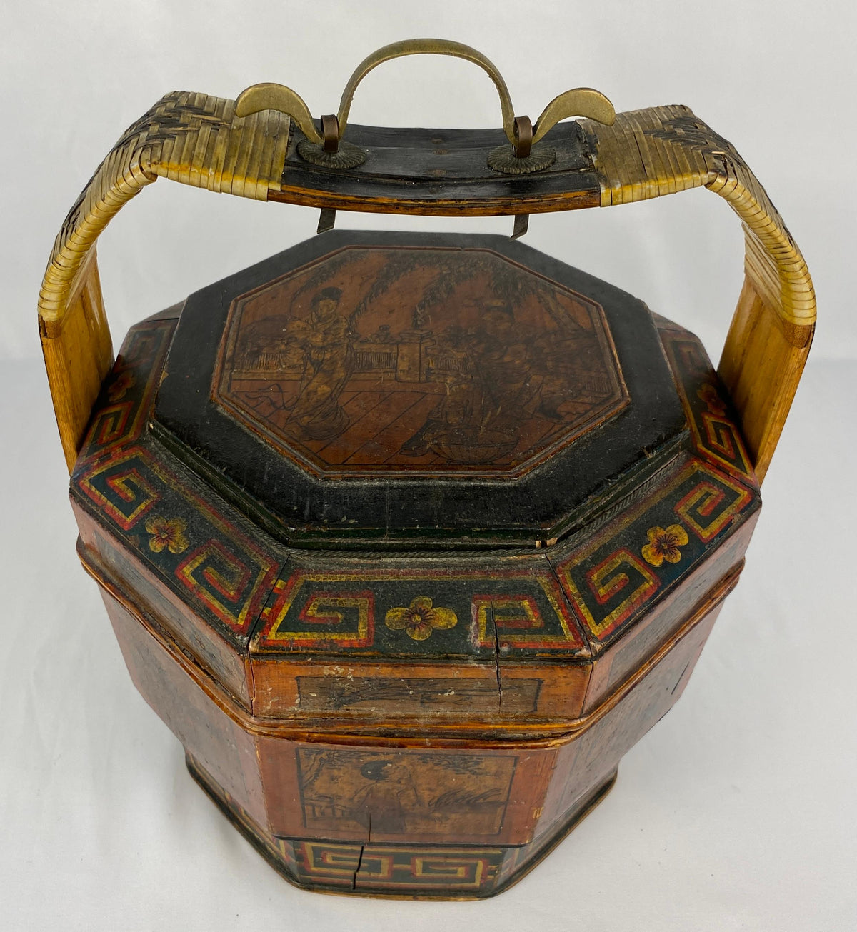 Antique Chinese Lunch Box with Carved Handle — detail 4